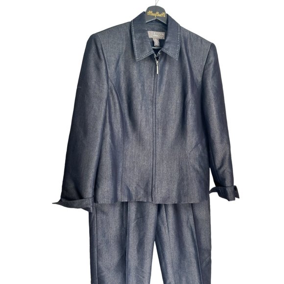 Norton McNaughton Navy Blue Zip Front Pantsuit 10P - Picture 13 of 16